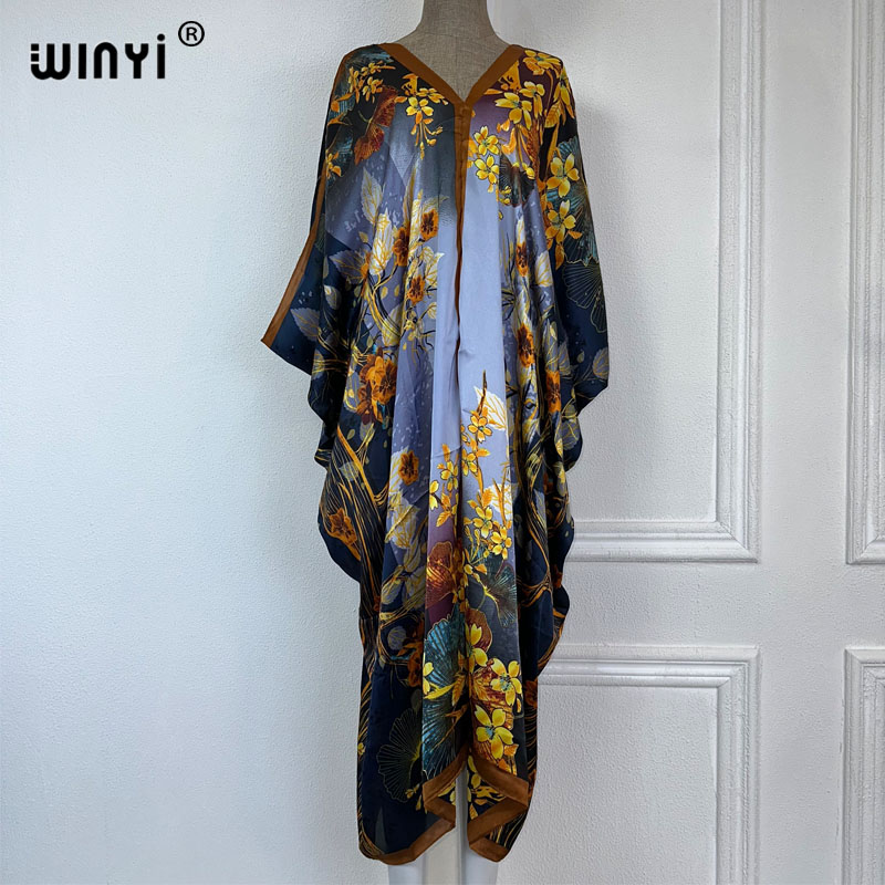 Boho Summer Beach Maxi Dress - WINYI 2023 ชุดเดรสยาวคอวีสไตล์แอฟริกันสำหรับผู้หญิง แฟชั่นเซ็กซี่ โบโฮ ลำลอง