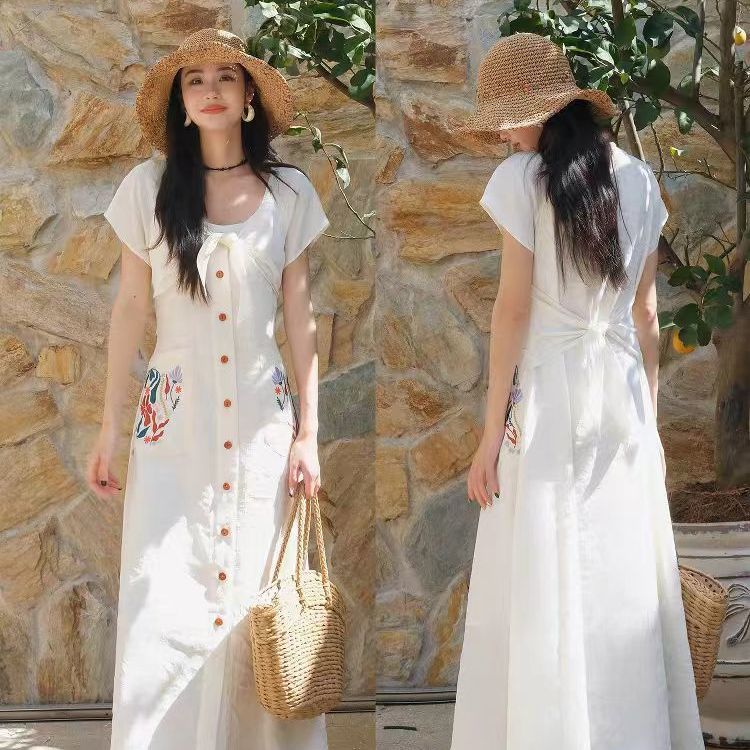Bodycon Long Sleeve Ribbed Dress - เดรสยาวรัดรูปผ้าริบยืด แขนสั้น คอกลม แต่งระบาย สำหรับผู้หญิง รุ่น