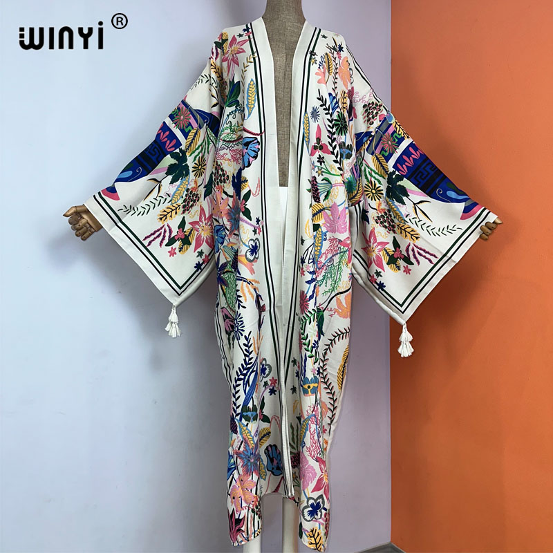 Boho Summer Beach Maxi Dress - Winyi ชุดกิโมโนพิมพ์ลายชายหาดฤดูร้อน, ชุดคลุมบิกินีพิมพ์ลายโบโฮชุดเดรสยาวเซ็กซี่สำหรับผู้หญิงชุดว่ายน้ำชุดแมกซี่2023