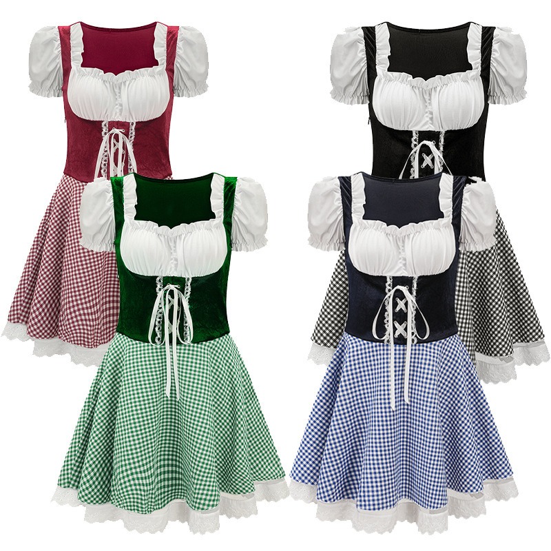 Dresses - ชุดคอสเพลย์คาร์นิวัลใหม่ปี 2026 ชุดเดรสแขนสั้นลายตลกสำหรับงานอ็อกโทเบอร์เฟสต์ ชุดแฟนซีธีมย้อนยุคสำหรับงานปาร์ตี้และสวมบทบาทสำหรับผู้หญิง
