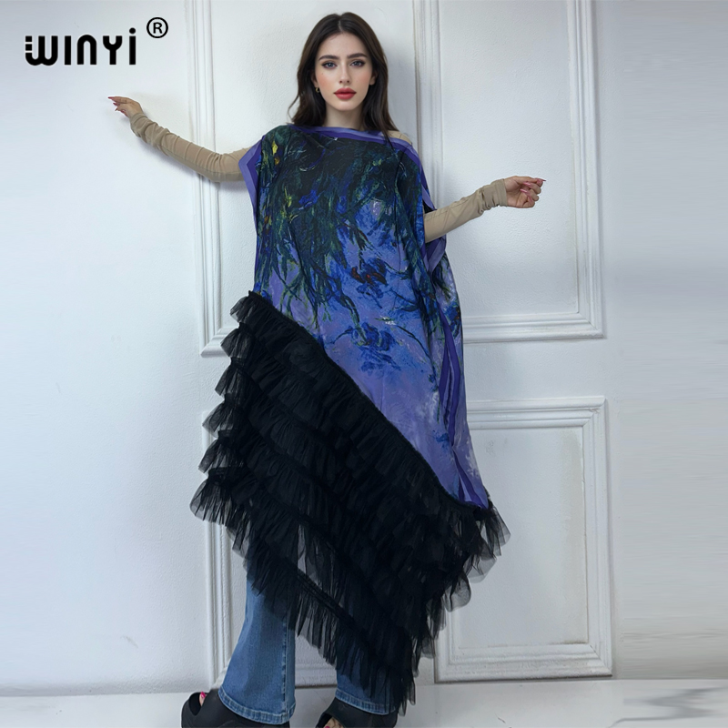 Boho Summer Beach Maxi Dress - WINYI Africa Clothing ชุดเดรสยาวสไตล์โบโฮพิมพ์ลายสำหรับผู้หญิงไซส์ใหญ่ แฟชั่นอาบายะหรูหราสไตล์ดูไบ 2024