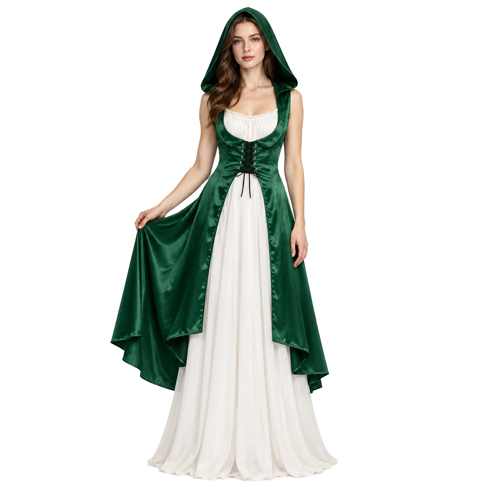 ชุดเดรสผ้าซาตินมีฮู้ดใต้หน้าอก - Dresses บทวิจารณ์และราคา