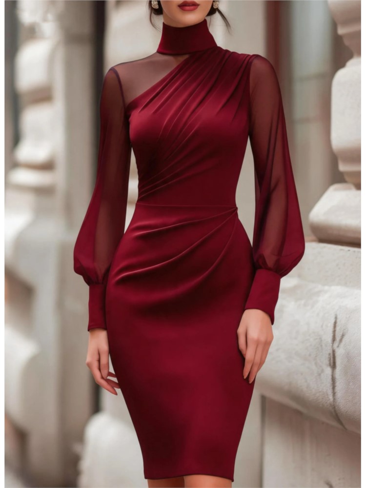 เดรสยาวปานกลางผ้าตาข่ายแฟชั่นใ - Sexy Mesh Sheer Bodycon Dress บทวิจารณ์และราคา
