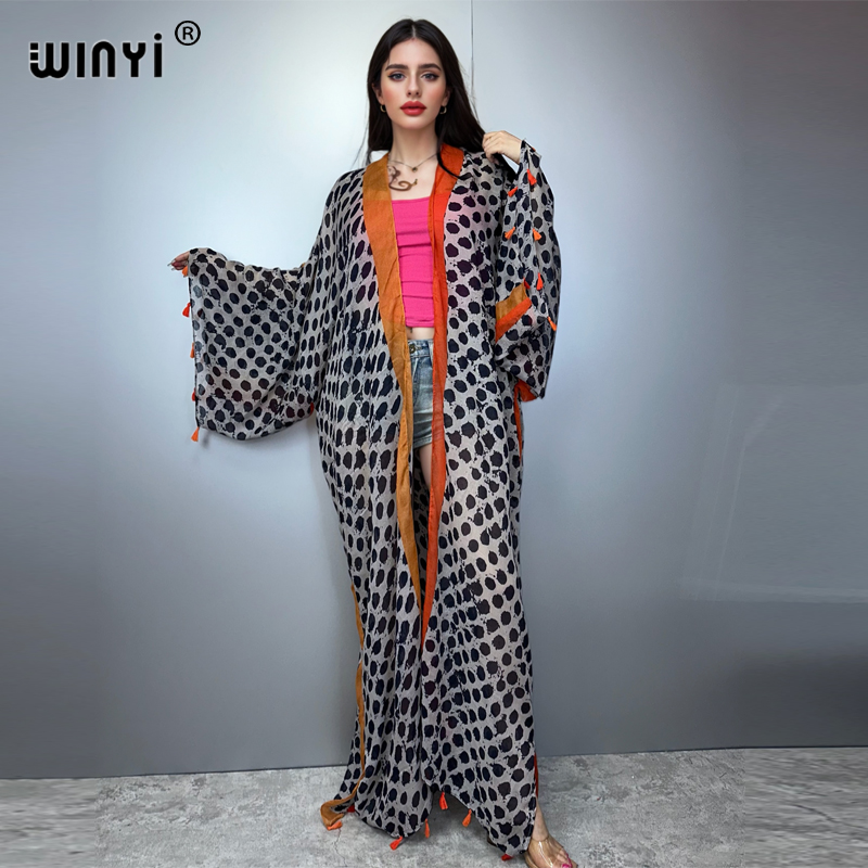 ชุดฤดูร้อน WINYI กิโมโนลายพิมพ - Boho Summer Beach Maxi Dress บทวิจารณ์และราคา