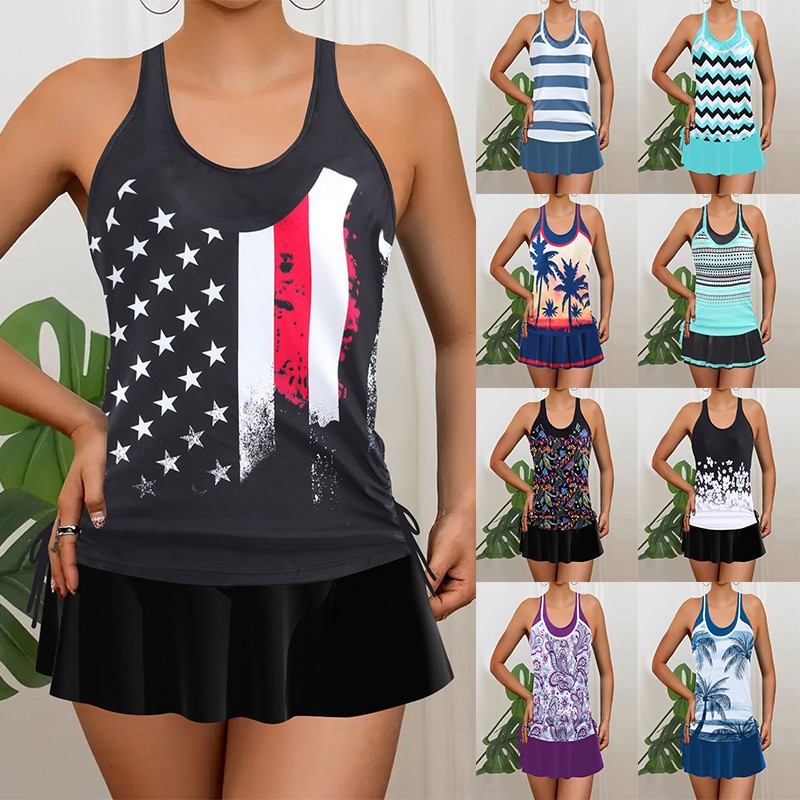 ชุดว่ายน้ำทูพีซแบบแทงกินี่สำหร - Skirts บทวิจารณ์และราคา