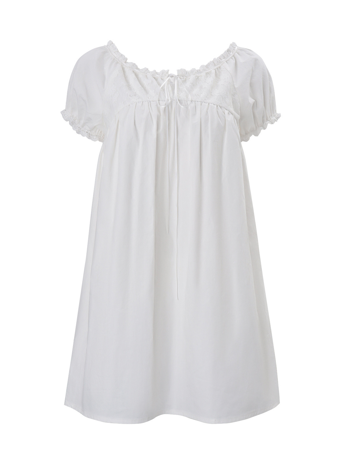 เดรสสั้นสีขาวแบบเปิดไหล่ แต่งล - Off Shoulder Puff Sleeve Sundress บทวิจารณ์และราคา