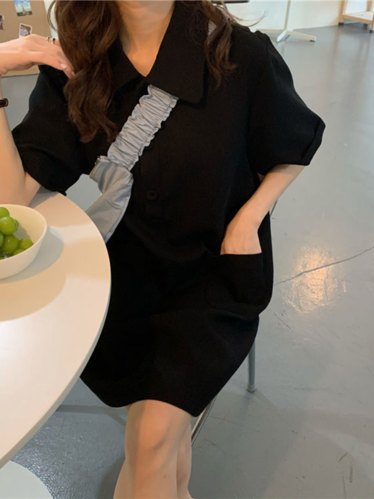 เดรสทรงเอไลน์ไซส์ใหญ่ คอปก แขน - Korean Style A Line Shirt Dress บทวิจารณ์และราคา