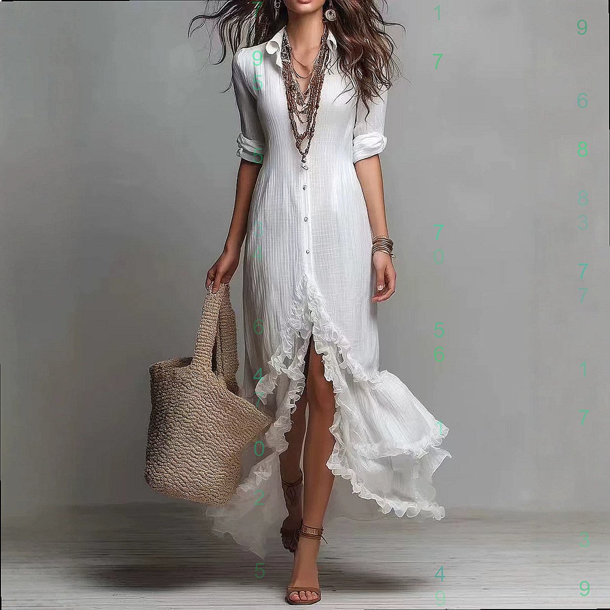 เดรสผ้าฝ้ายลินินทรงหลวม แต่งระ - Casual Loose Linen Shirt Dress บทวิจารณ์และราคา