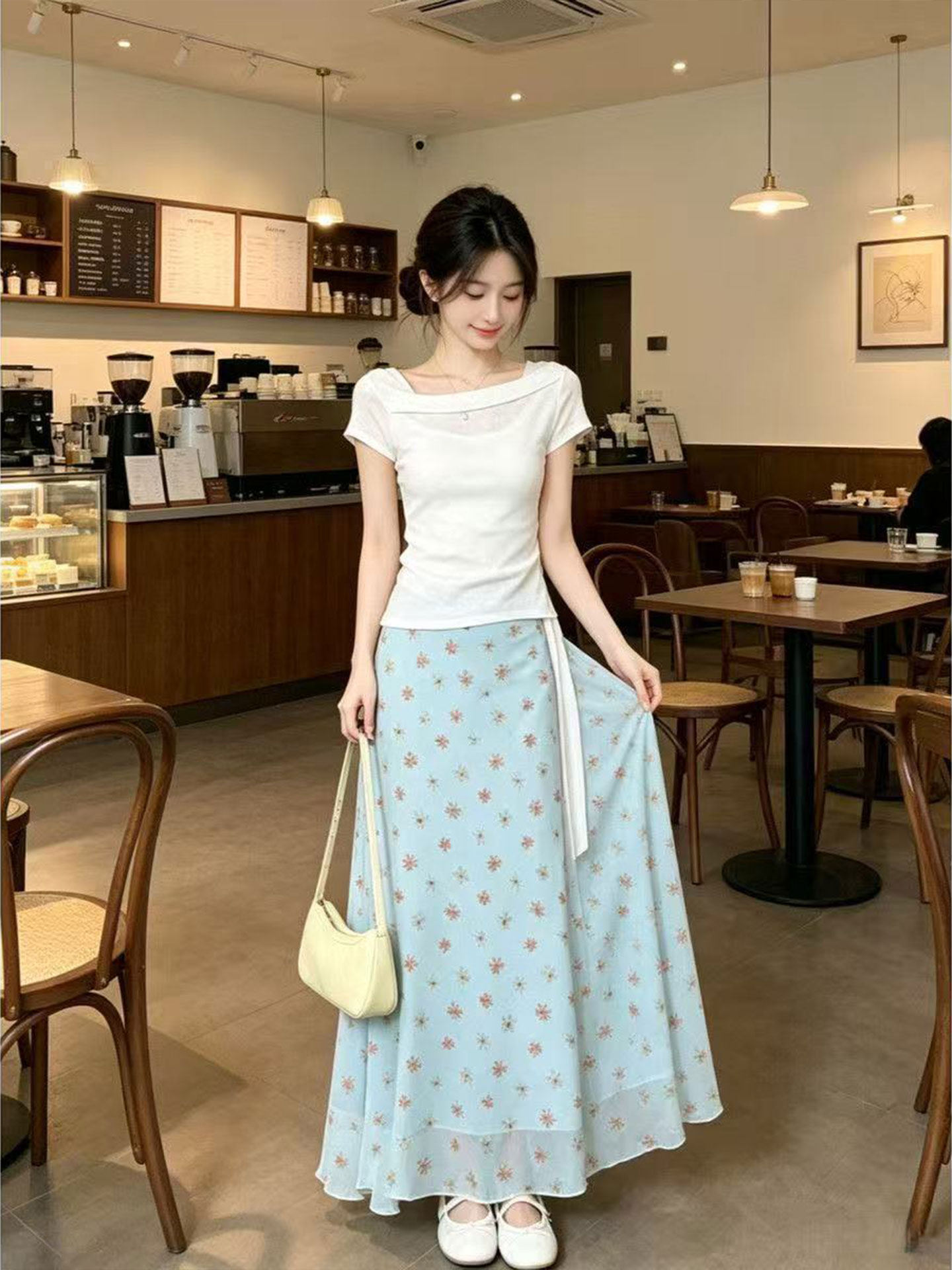 ชุดเดรสทรงเอไลน์หางปลาสไตล์เกา - Korean Style A Line Shirt Dress บทวิจารณ์และราคา