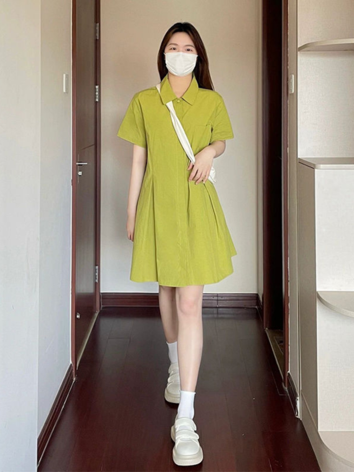 เดรสคอปกไซส์ใหญ่สำหรับผู้หญิง  - Korean Style A Line Shirt Dress บทวิจารณ์และราคา