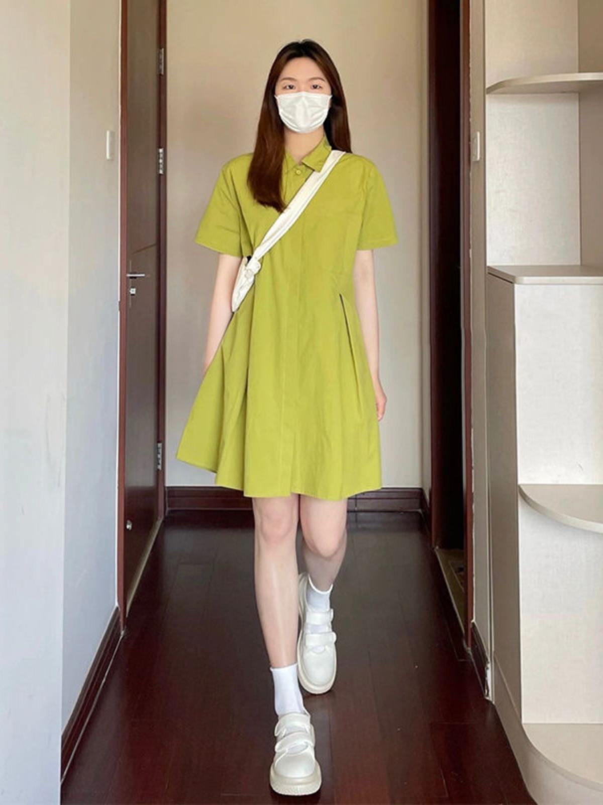 เดรสคอปกไซส์ใหญ่สำหรับผู้หญิง  - Korean Style A Line Shirt Dress บทวิจารณ์และราคา