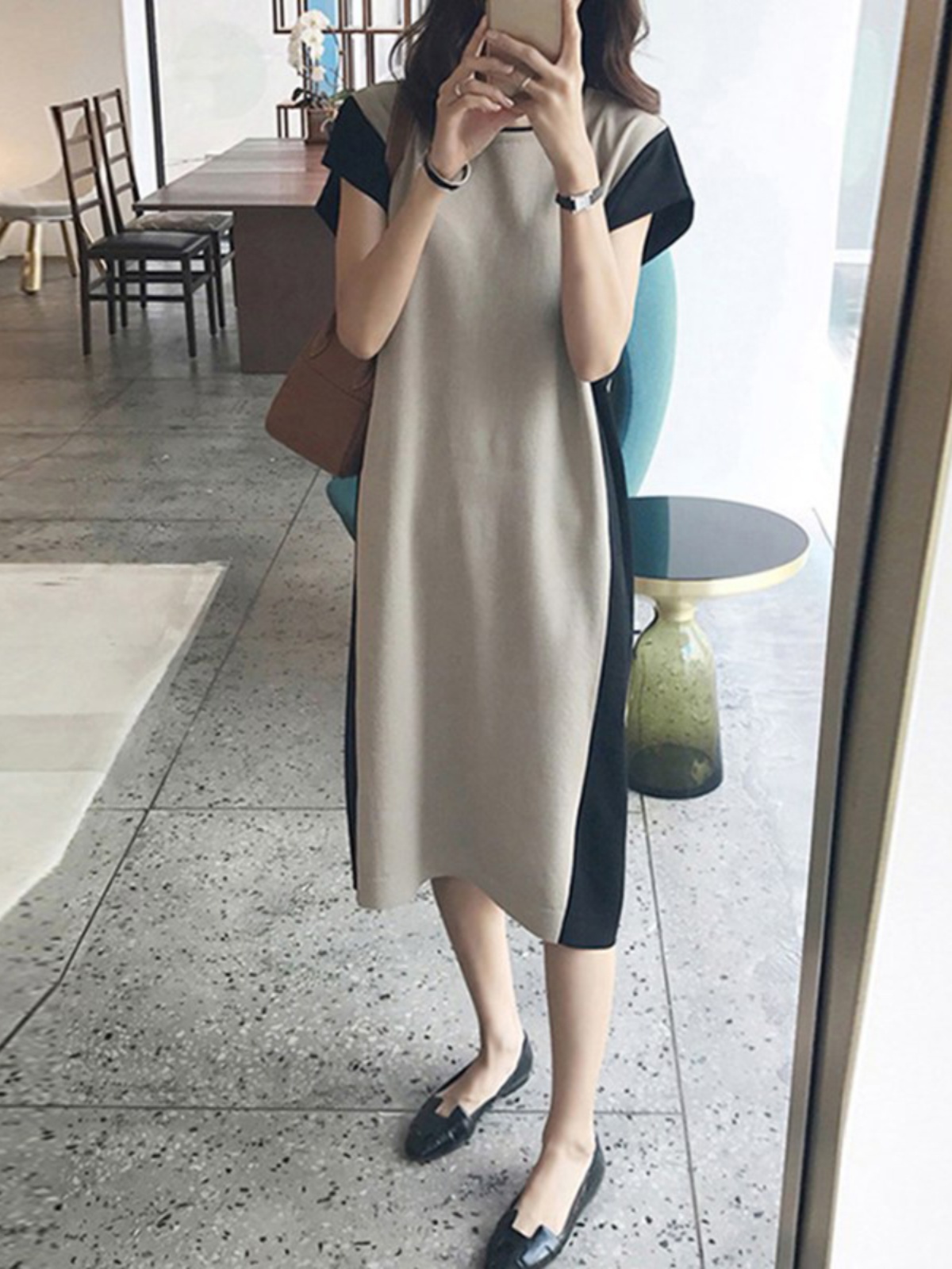 ชุดเดรสเสื้อยืดทรงเวสต์ความยาว - Korean Style A Line Shirt Dress บทวิจารณ์และราคา