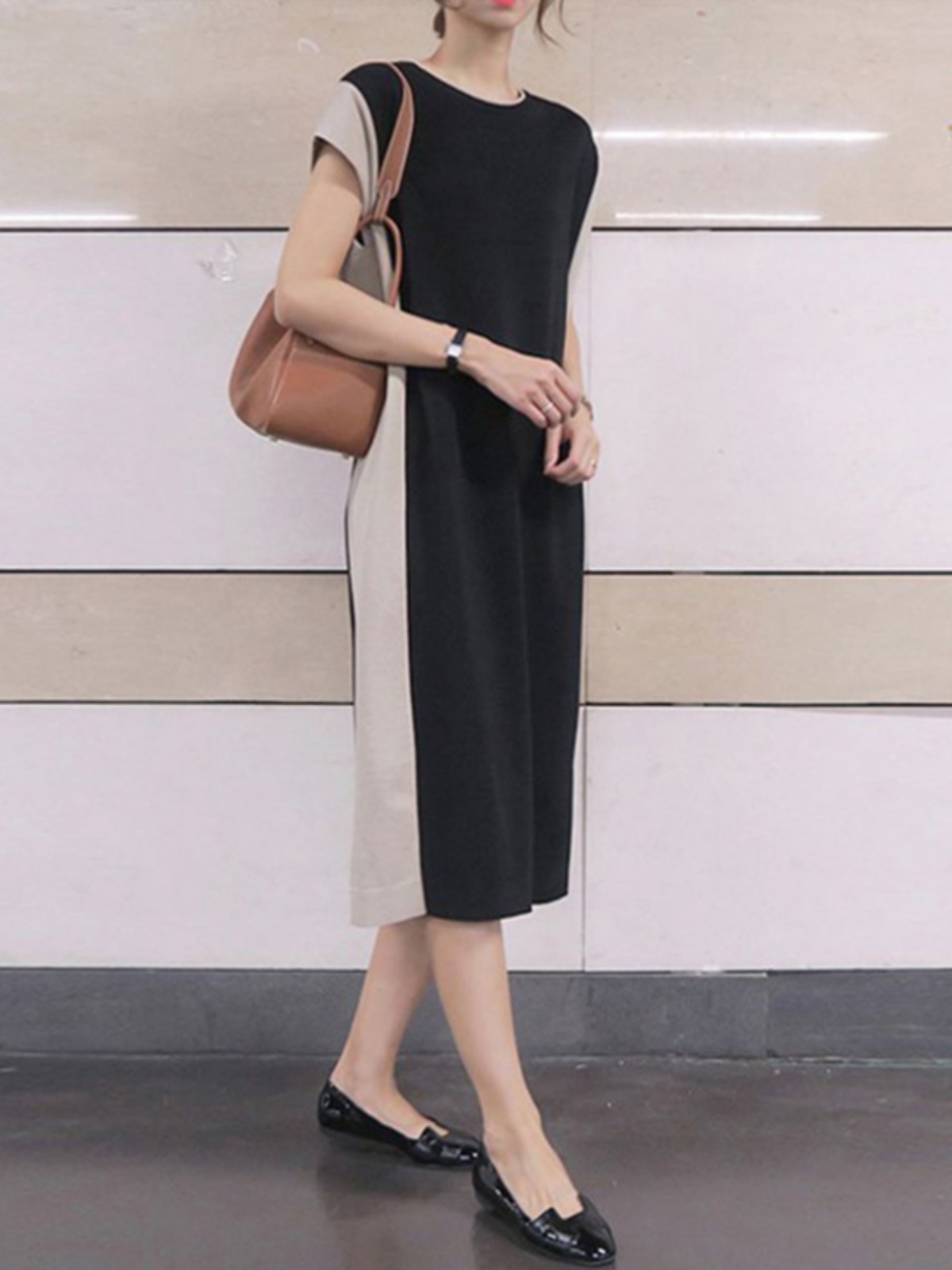ชุดเดรสเสื้อยืดทรงเวสต์ความยาว - Korean Style A Line Shirt Dress บทวิจารณ์และราคา
