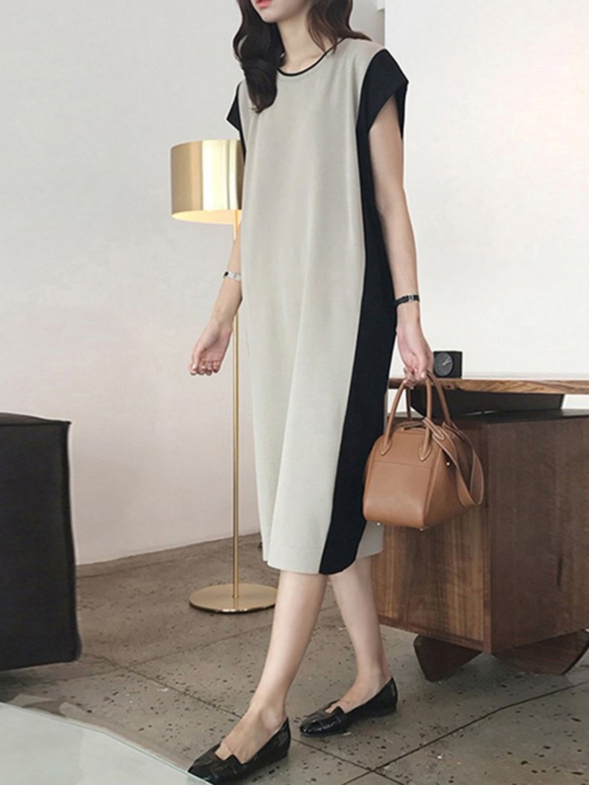 ชุดเดรสเสื้อยืดทรงเวสต์ความยาว - Korean Style A Line Shirt Dress บทวิจารณ์และราคา