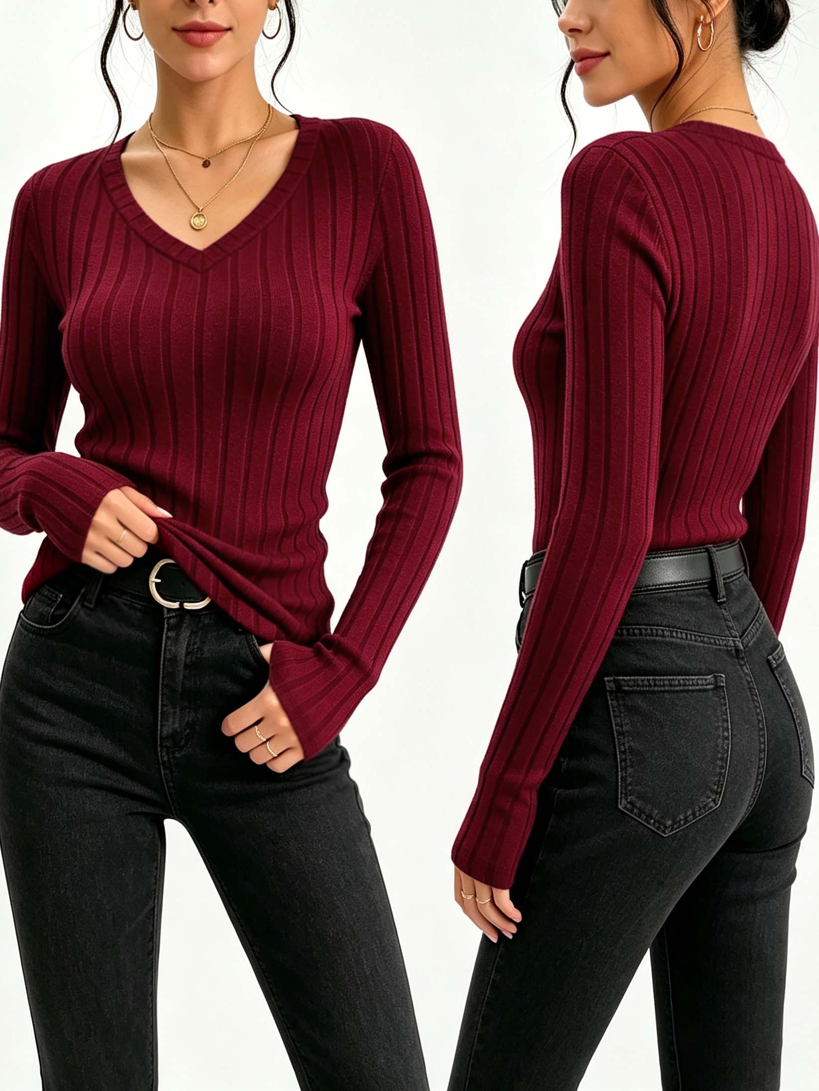เสื้อผู้หญิงคอวีแบบเรียบ ผ้าถั - Blouses บทวิจารณ์และราคา