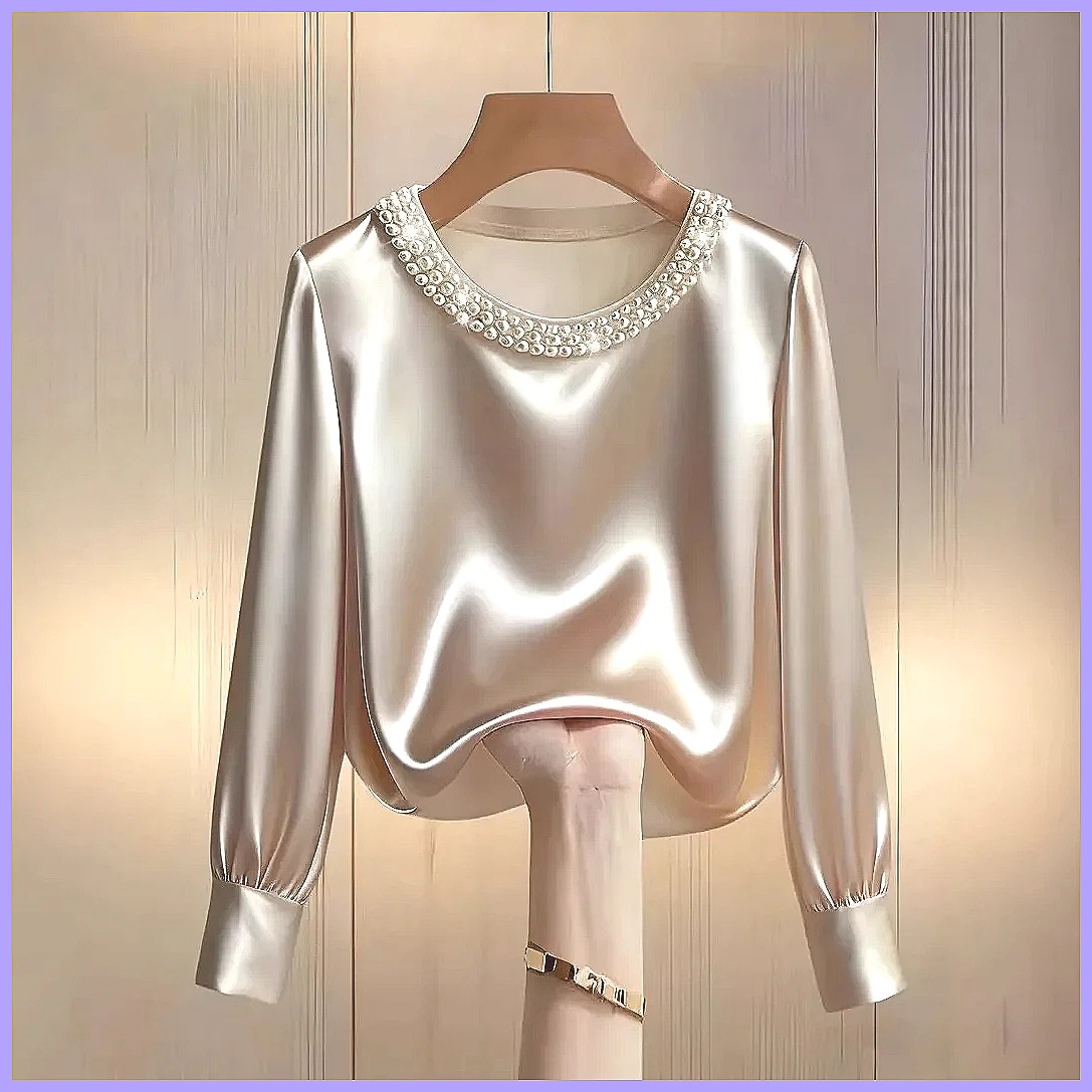 เสื้อซาตินประดับลูกปัดสุดหรูสำ - Blouses บทวิจารณ์และราคา