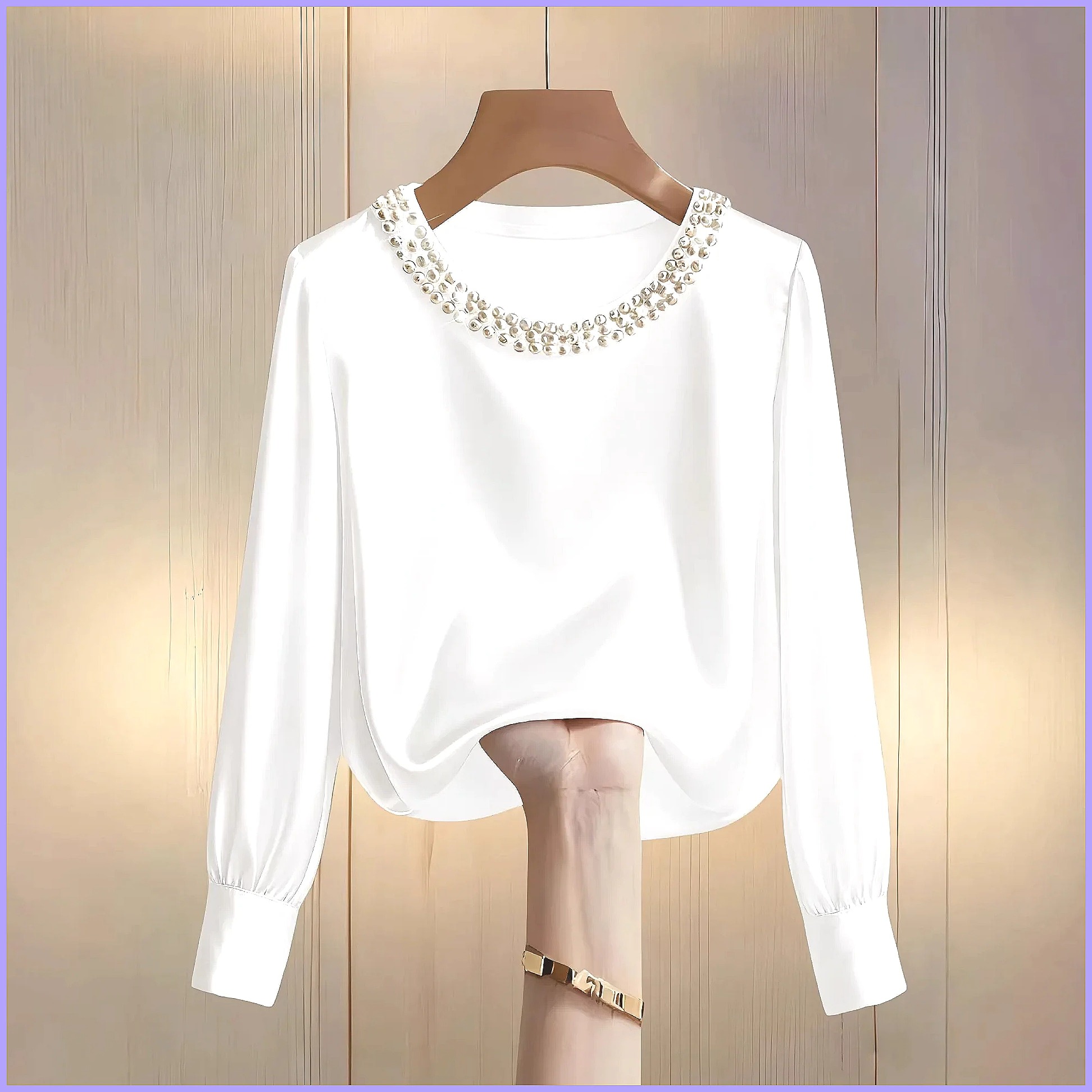 เสื้อซาตินประดับลูกปัดสุดหรูสำ - Blouses บทวิจารณ์และราคา