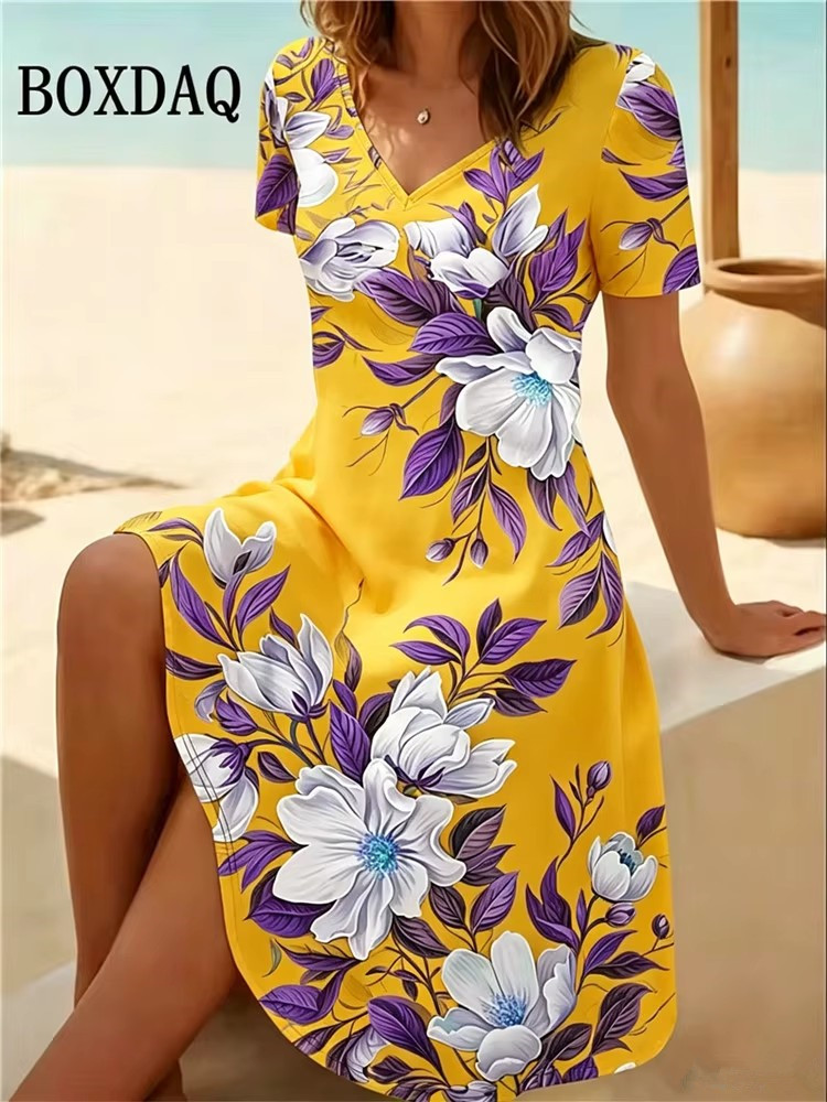 6XL พลัสไซส์ชุดเดรสผู้หญิงฤดูร - Boho Summer Beach Maxi Dress บทวิจารณ์และราคา