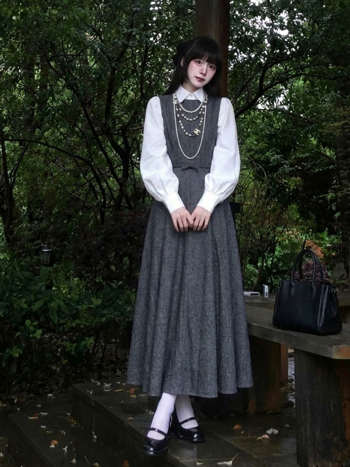 ชุดเดรส 2 ชิ้นสไตล์เฮปเบิร์นเก - Korean Style A Line Shirt Dress บทวิจารณ์และราคา