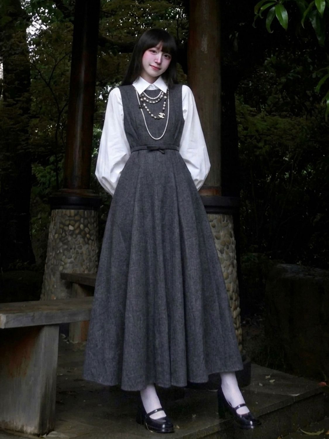 ชุดเดรส 2 ชิ้นสไตล์เฮปเบิร์นเก - Korean Style A Line Shirt Dress บทวิจารณ์และราคา