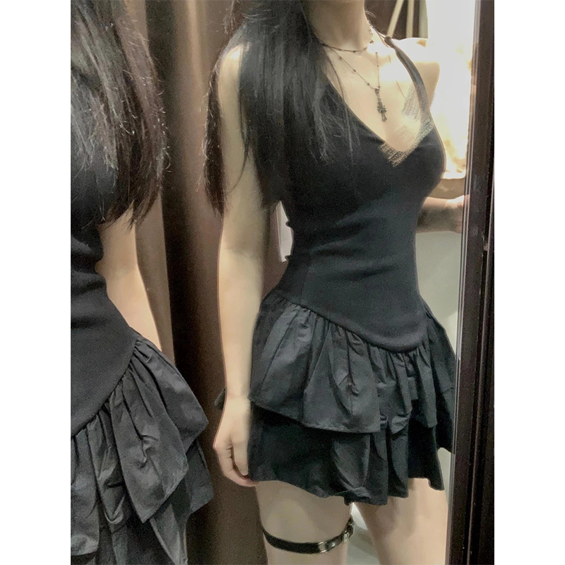 MEXZT Y2Kชุดมินิสีดําผู้หญิงแฟ - Y2K Backless Halter Mini Dress บทวิจารณ์และราคา