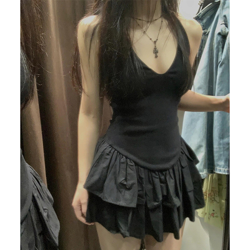 MEXZT Y2Kชุดมินิสีดําผู้หญิงแฟ - Y2K Backless Halter Mini Dress บทวิจารณ์และราคา