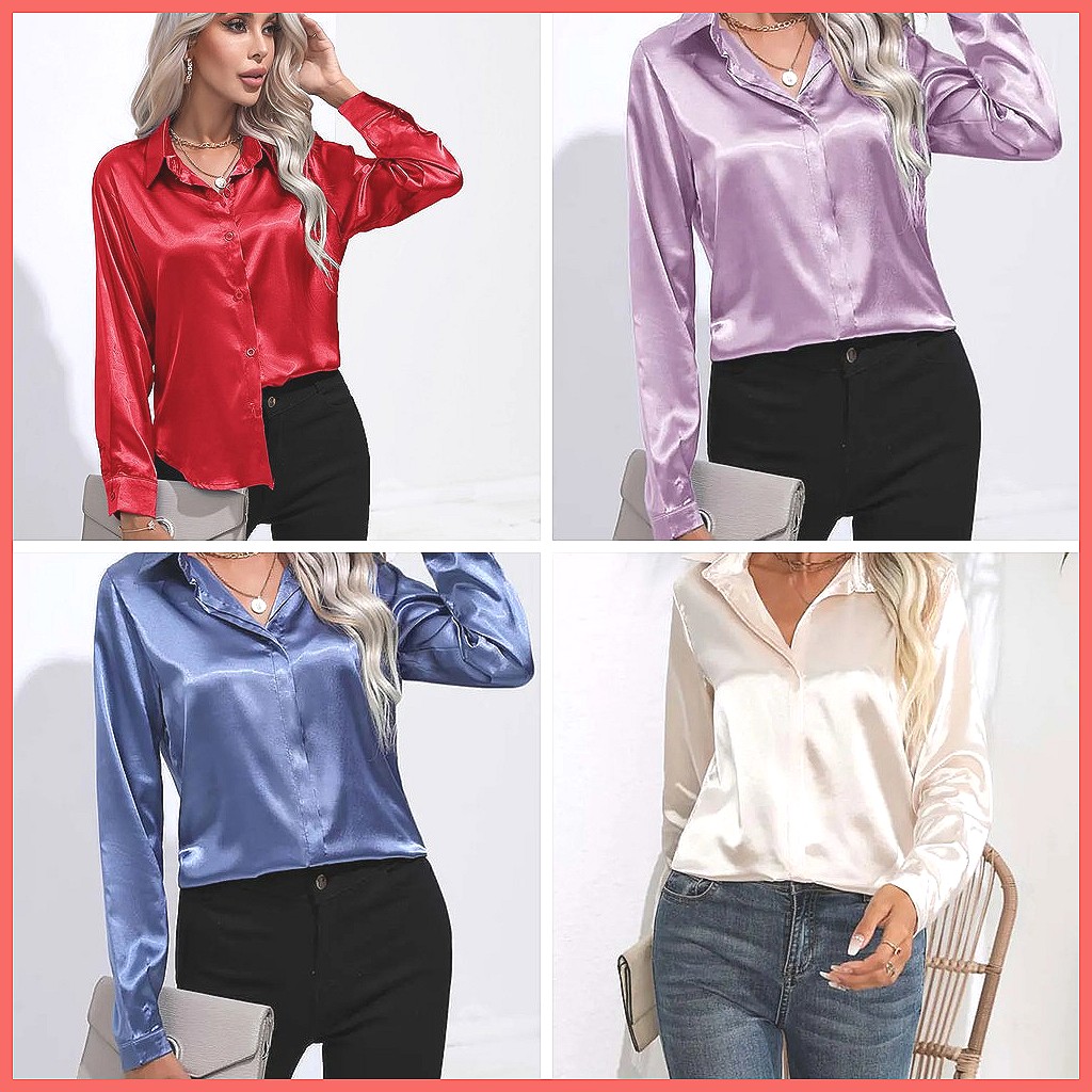 เสื้อเชิ้ตผ้าซาตินสำหรับผู้หญิ - Blouses บทวิจารณ์และราคา
