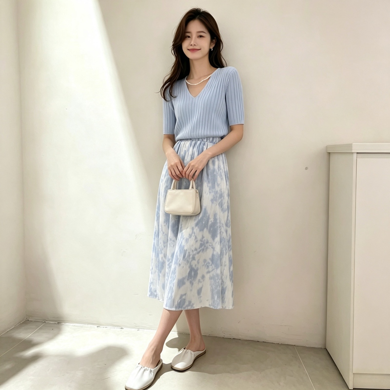 ชุดเดรสเสื้อยืดคอวีแขนสั้นสไตล - Korean Style A Line Shirt Dress บทวิจารณ์และราคา