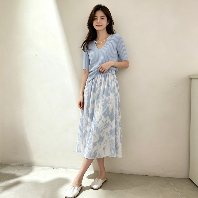 ชุดเดรสเสื้อยืดคอวีแขนสั้นสไตล - Korean Style A Line Shirt Dress บทวิจารณ์และราคา