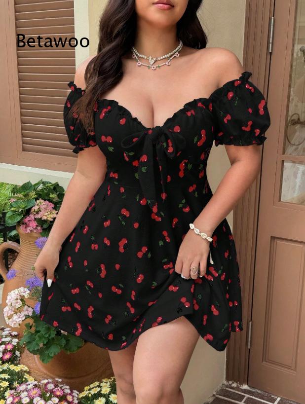 ชุดเดรสมินิพิมพ์ลายดอกไม้แบบเป - Off Shoulder Puff Sleeve Sundress บทวิจารณ์และราคา