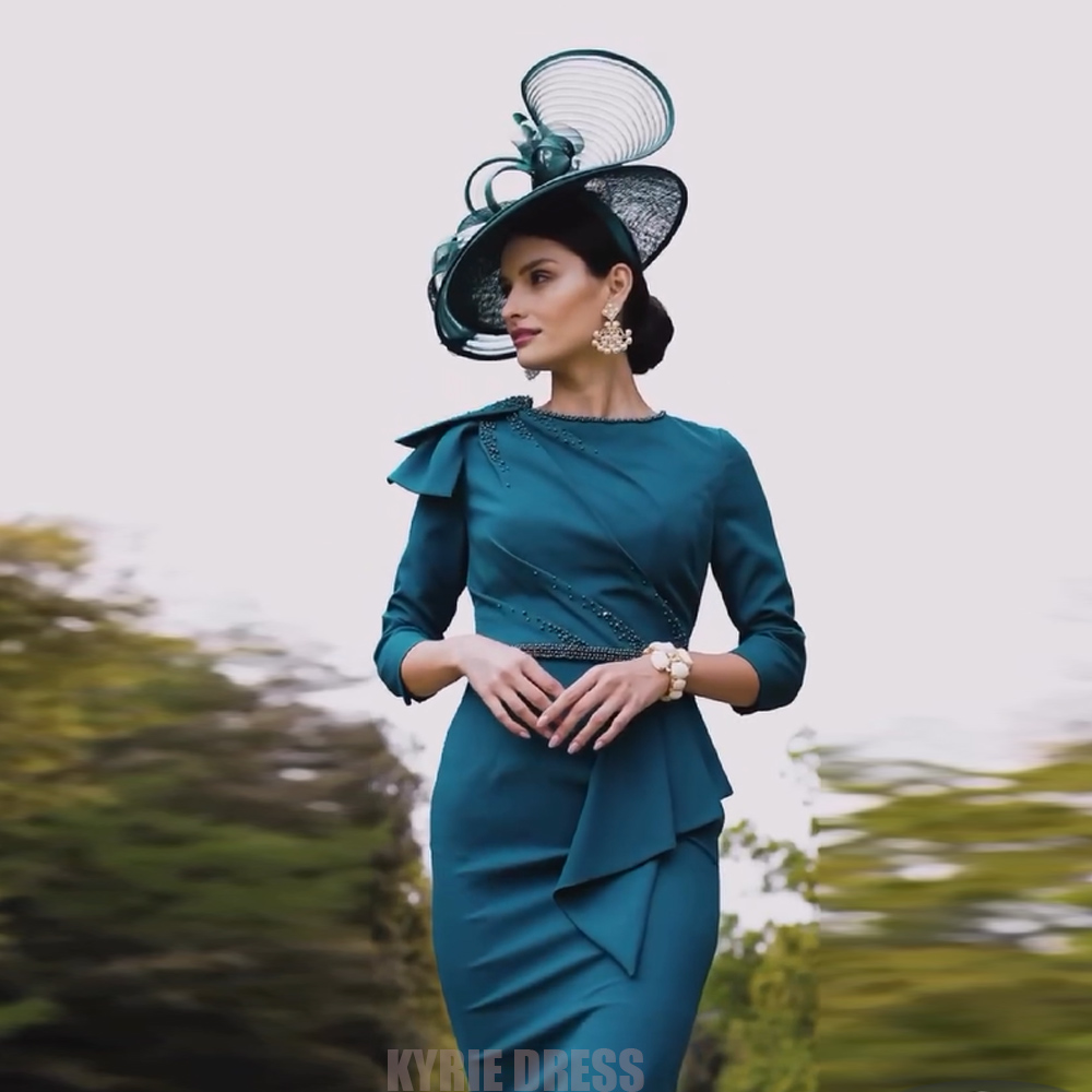 ชุดแม่เจ้าสาวสุดหรู แขน 3/4 คอ - Elegant Satin Evening Gown Split บทวิจารณ์และราคา