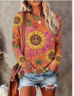เสื้อยืดแขนยาวผู้หญิง ลายดอกเด - Blouses บทวิจารณ์และราคา