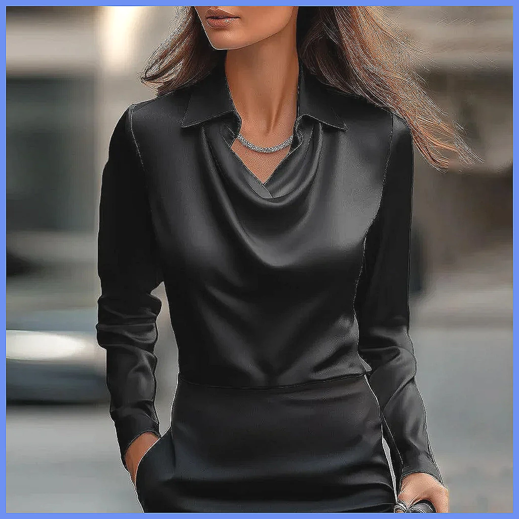 เสื้อซาตินวินเทจผู้หญิง แขนยาว - Blouses บทวิจารณ์และราคา