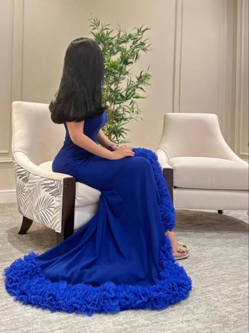 ชุดราตรีหรูหราสง่างามแบบสั่งตั - Elegant Satin Evening Gown Split บทวิจารณ์และราคา
