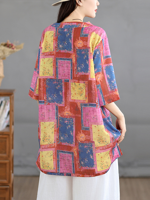 เสื้อเชิ้ตเดรสผ้าลินินพิมพ์ลาย - Casual Loose Linen Shirt Dress บทวิจารณ์และราคา