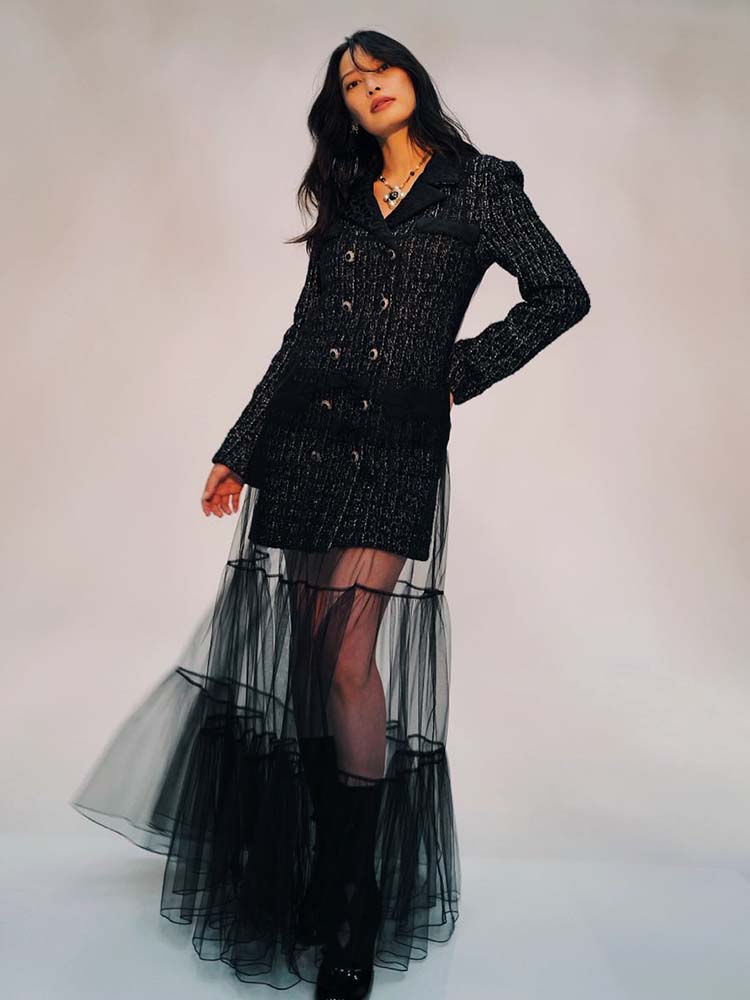 ชุดเดรสผ้าทวีดสำหรับผู้หญิง VC - Tweed Two Piece Blazer Dress บทวิจารณ์และราคา