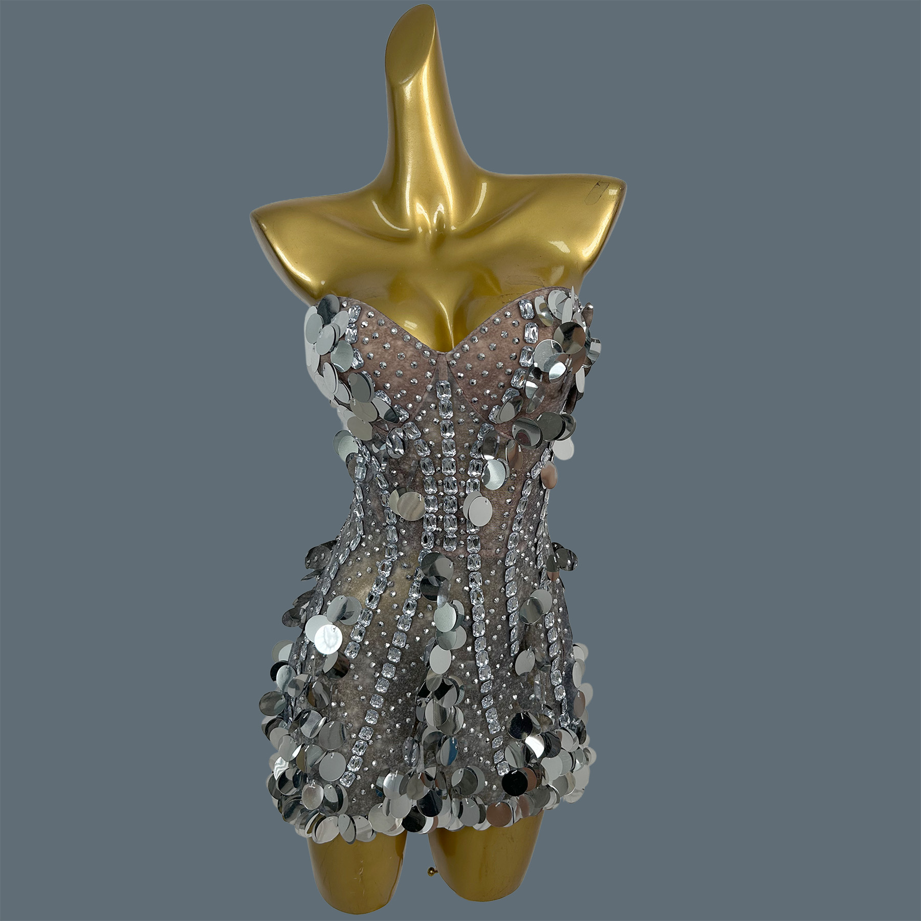ชุดมินิเดรสเกาะอกประดับเพชรเที - Sparkly Rhinestone Club Party Dress บทวิจารณ์และราคา