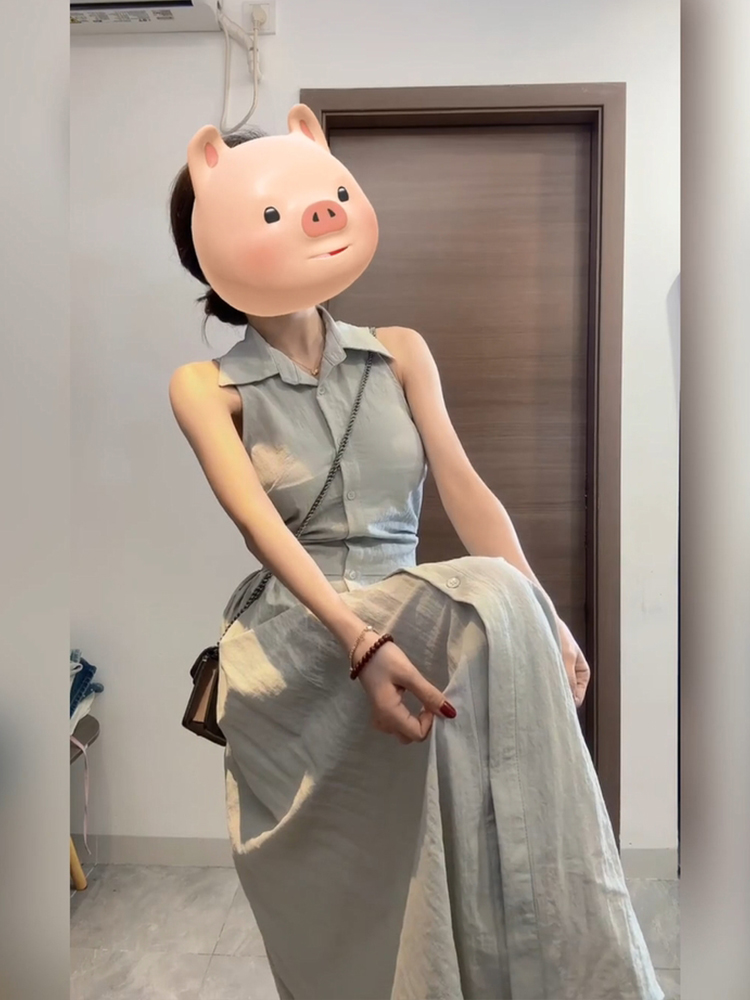เดรสเชิ้ตแขนกุดคอปกสไตล์ลำลอง  - Korean Style A Line Shirt Dress บทวิจารณ์และราคา