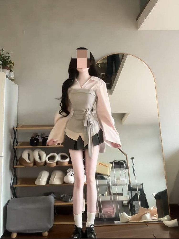ชุดเซ็ตเสื้อและกระโปรงสไตล์เกา - Korean Style A Line Shirt Dress บทวิจารณ์และราคา
