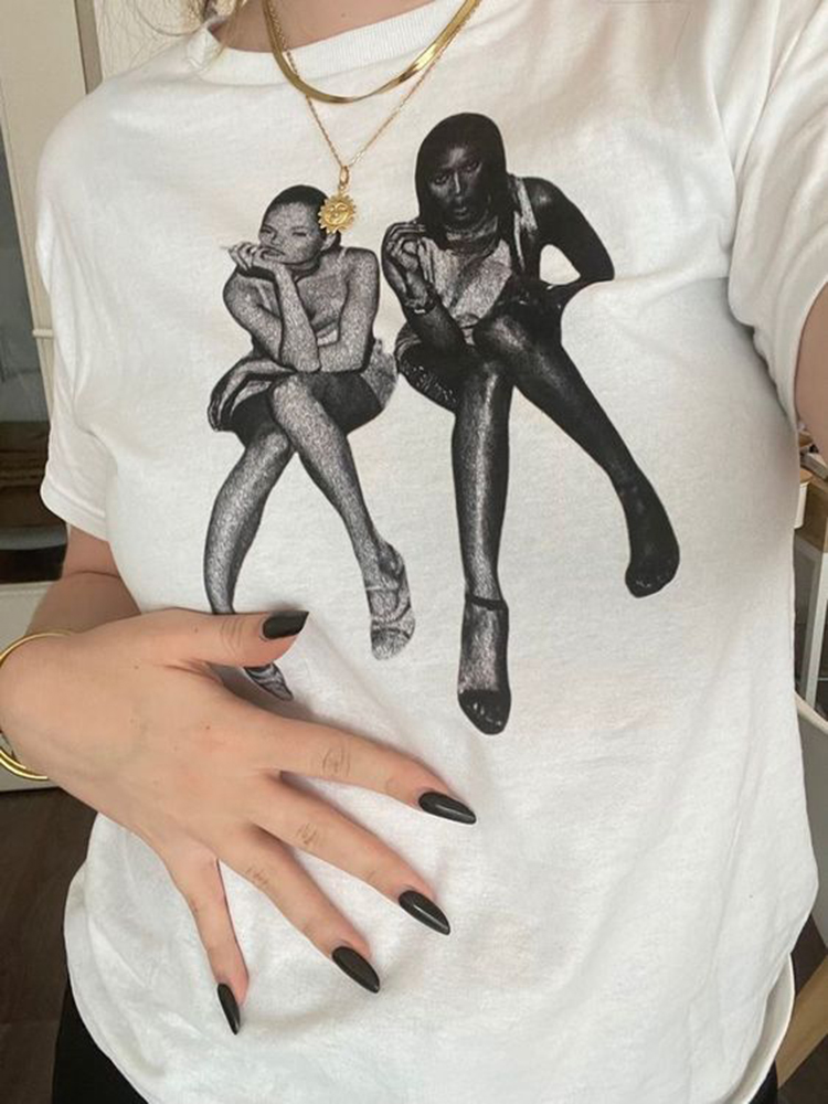 เสื้อยืดพิมพ์ลายกอทิกฮาราจูกุแ - Y2K Graphic Baby Tee Crop บทวิจารณ์และราคา