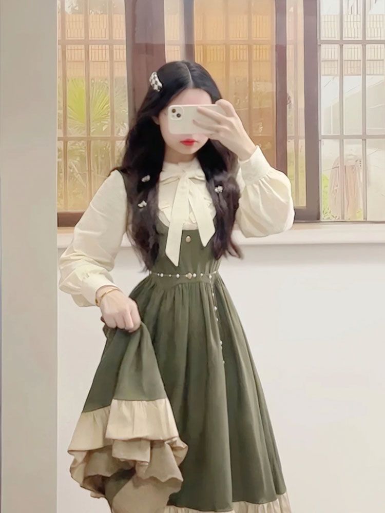 2025 ใหม่ญี่ปุ่นเกาหลี Kawaii  - Korean Style A Line Shirt Dress บทวิจารณ์และราคา