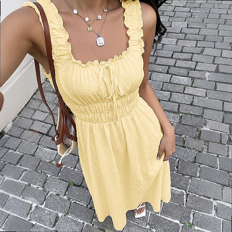 เดรสแขนกุดคอเหลี่ยมสไตล์วินเทจ - Boho Summer Beach Maxi Dress บทวิจารณ์และราคา