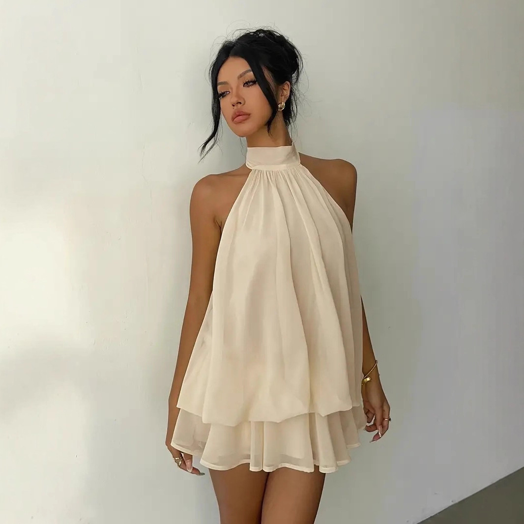 เดรสผู้หญิงแบบผูกคอ เปิดหลัง ผ - Y2K Backless Halter Mini Dress บทวิจารณ์และราคา