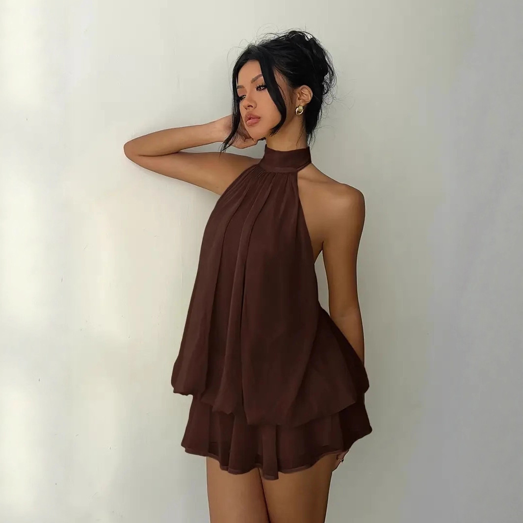 เดรสผู้หญิงแบบผูกคอ เปิดหลัง ผ - Y2K Backless Halter Mini Dress บทวิจารณ์และราคา