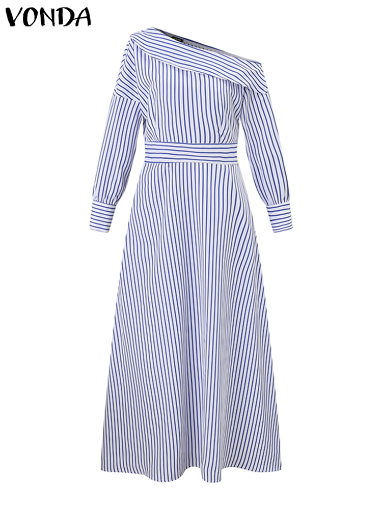 PLUS ขนาด 5XL VONDA Elegant Dr - Off Shoulder Puff Sleeve Sundress บทวิจารณ์และราคา